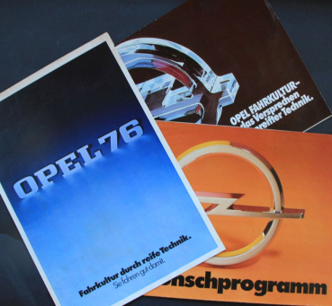 Opel Modellprogramm 1976 drei Automobilprospekte (10368)